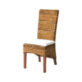 ECRU ABACA DINING CHAIR WITH WHITE CHAIR PAD