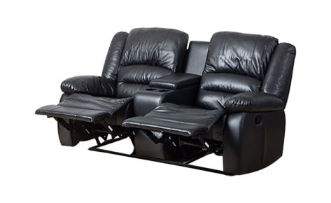 Martin 2 Seater Recliner with Console Black