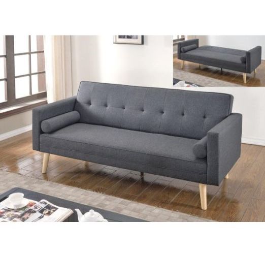 Scandi Sofa Bed 3 Seater with Roll Cushions Grey