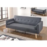 Scandi Sofa Bed 3 Seater with Roll Cushions Grey