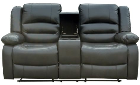 Martin 2 Seater Recliner with Console Gunmetal Grey