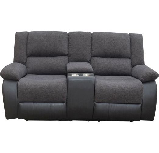 Elliot 2 Seater Recliner with Cup Holder Black