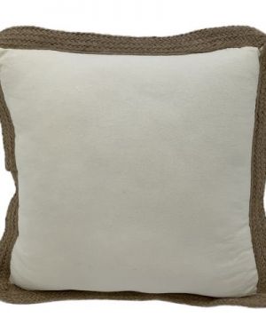 Cream Cushion W/Raffia Edge 45 x 45cm