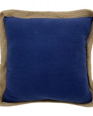 Navy Cushion W/Raffia Edge 45 x 45cm