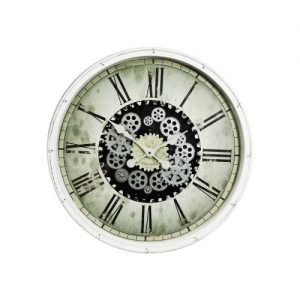 Clock with Moving Cogs White 76cm