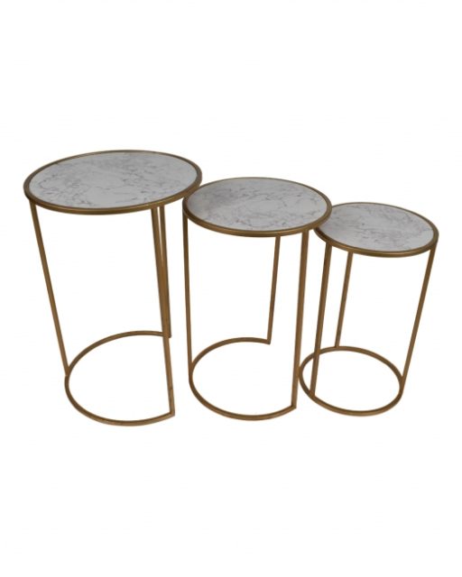 Tables Gold & Marble Look Top Set of 3 - Image 2
