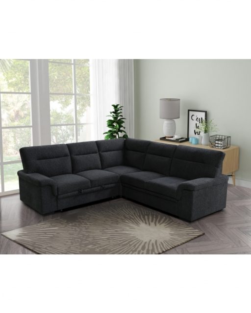 SLF Erika III Corner Sofa with Pull Out Bed Fabric Grey