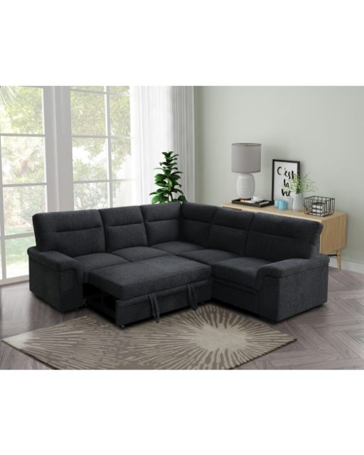 SLF Erika III Corner Sofa with Pull Out Bed Fabric Grey - Image 2