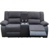 Elliot 2 Seater Recliner Sofa with Cup Holder Black - Image 2