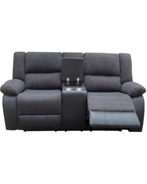 Elliot 2 Seater Recliner Sofa with Cup Holder Black - Image 2