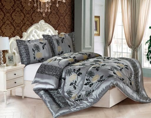 Casa Rosso Comforter Set Grey Chrysanthemum Queen 230X250CM