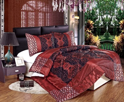 Casa Rosso Comforter Set Red Fleur Cal King 260X280CM