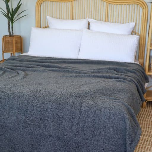 Casa Rosso Sherpa Blanket Charcoal KB 220x240cm