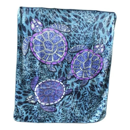 Casa Rosso Mink Blanket Turtle Aqua QB 200x240cm - Image 3