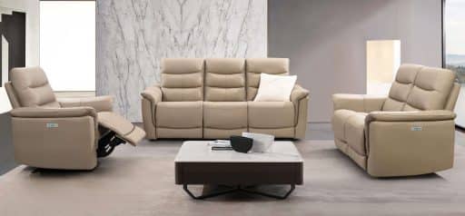 SLF Lyon 2 Seat Leather Recliner Sofa Ricepaper 147x95x102cm - Image 2