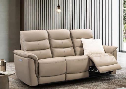 SLF Lyon 3 Seat Leather Recliner Sofa Ricepaper 200x95x102cm