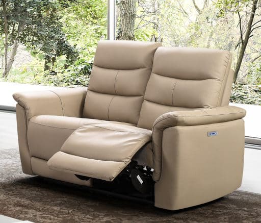 SLF Lyon 2 Seat Leather Recliner Sofa Ricepaper 147x95x102cm