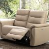 SLF Lyon 2 Seat Leather Recliner Sofa Ricepaper 147x95x102cm