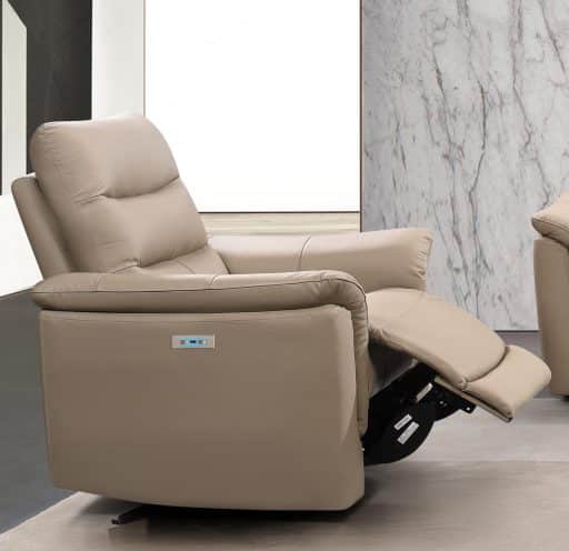 SLF Lyon 1 Seat Leather Recliner Sofa Chair Ricepaper 94x95x102cm