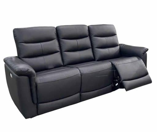SLF Lyon 3 Seat Leather Recliner Black 200x95x102cm