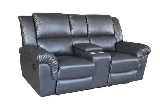 SLF Phuket Recliner 2 Seater Sofa with Console and 2 Drink Holder Black