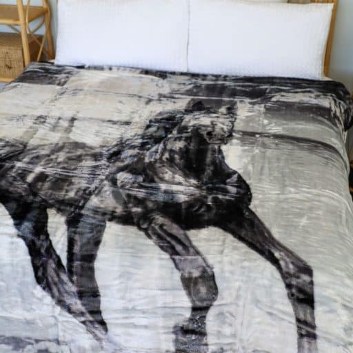 Casa Rosso Mink Blanket Horse Moon Black/White QB 200x240cm