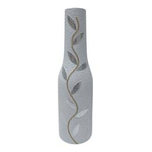 Vase Ceramic Jar White With Silver Leaf Gold Diamante 60cm