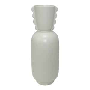 Vase Bottle Sandblast with Ripple Edges Cream 12x35cm 