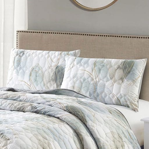 Casa Rosso Pillowcase Set 2pc Pale Leaf Grey/Blue 48x73cm