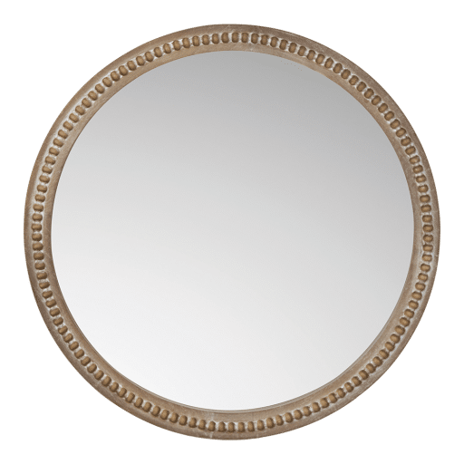 Mirror Halo Circle Beaded White Wash 60X3X60CM