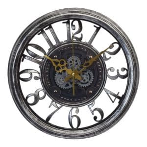 Steel Grey Cog Clock 36cm