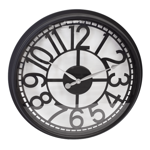 Clock Church With Glass Black 50cm