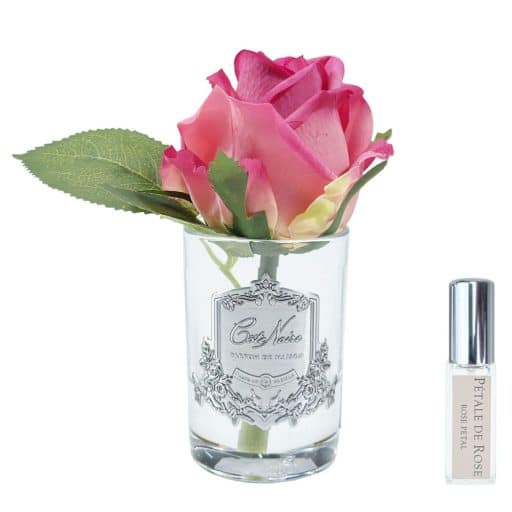 Cote Noire Clear Glass Rose Bud In Magenta