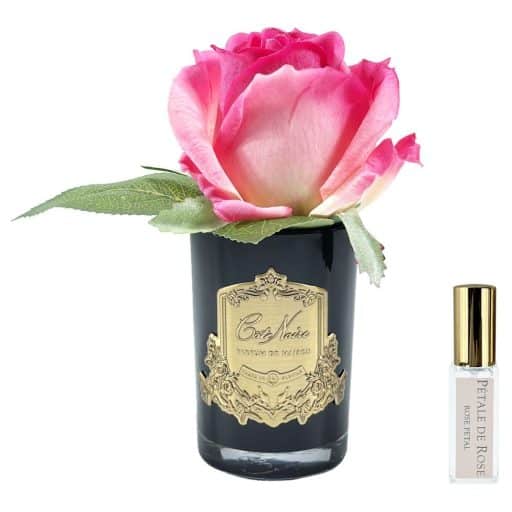 Cote Noire Black Glass Rose Bud In Magenta