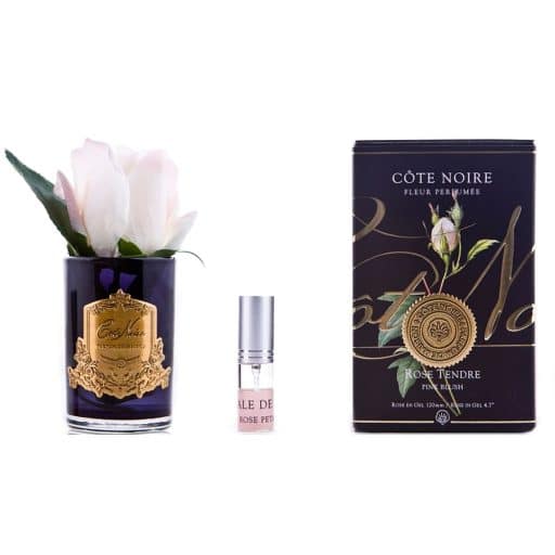 Cote Noire Black Glass Rose Bud In Pink Blush