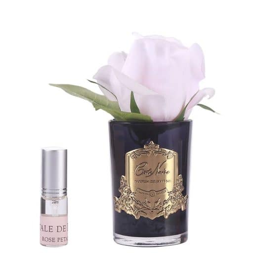 Cote Noire Black Glass Rose Bud In French Pink