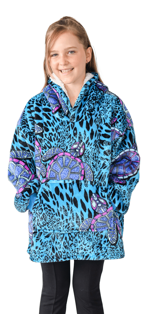 Casa Rosso Panda Kids Hoodie Aqua Turtle - Image 3