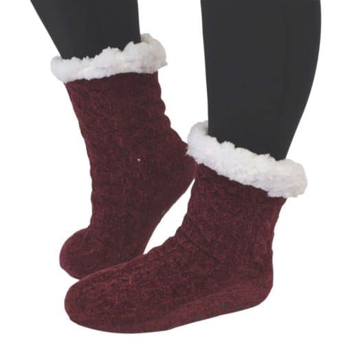 Slipper Socks Chenille Cable