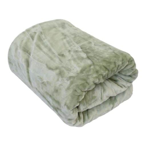 Casa Rosso Mink Blanket Sage Green QB 200x240cm - Image 2