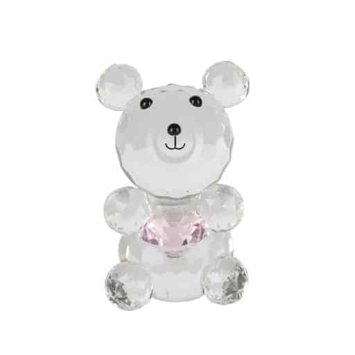 Crystal Bear With Pink Heart 10cm