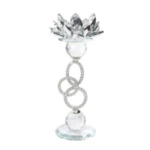 Crystal Lotus Candle Holder Diamond Stem 29cm 