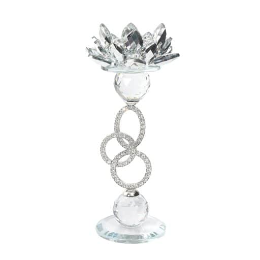 Crystal Lotus Candle Holder Diamond Stem 29cm 