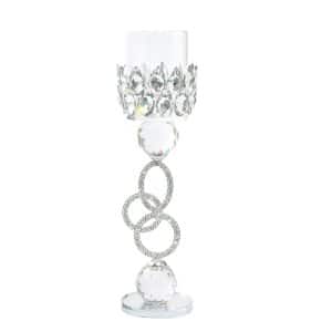 Crystal Candle Holder Diamond Stem 28cm 