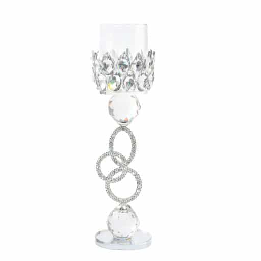 Crystal Candle Holder Diamond Stem 28cm 