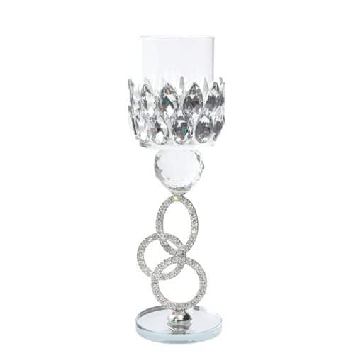 Crystal Candle Holder Diamond Stem 26cm 