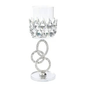 Crystal Candle Holder Diamond Stem 20cm 