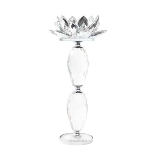 Crystal Lotus Candle Holder Ball Stem 26cm 