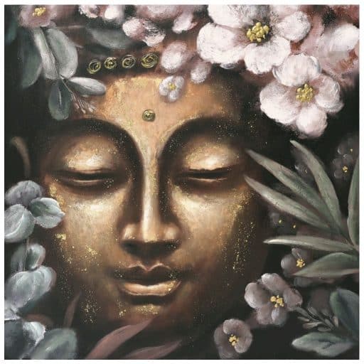 Canvas Oil Buddha & Blossom 100x100cm