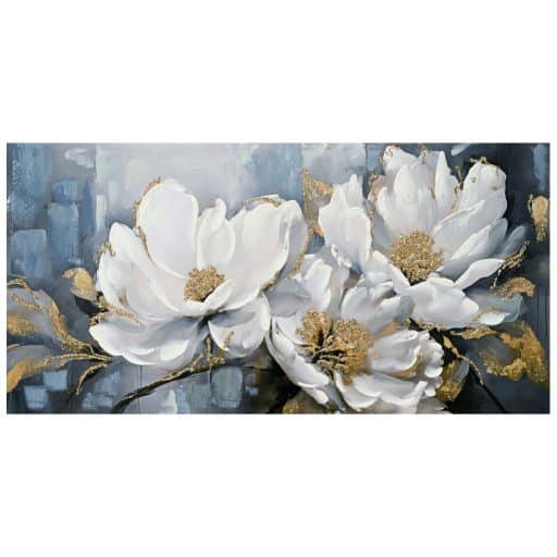 Canvas Oil Magnolia With Gold Goil Buds & Leaves 60x120cm