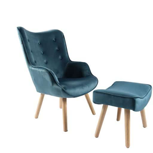 Scandi Chair Blue Velvet 2pc